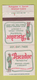 Matchbook Cover - El Pescador Paella King Roselle Park NJ WEAR 30 Strike