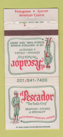 Matchbook Cover - El Pescador Paella King Roselle Park NJ WEAR 30 Strike