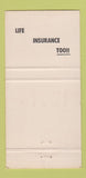 Matchbook Cover - Sam Hughston Insurance Brownsville TX WEAR 30 Strike