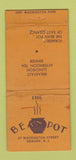 Matchbook Cover - Bean Pot Newark NJ WEAR 30 Strike