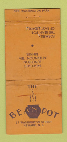 Matchbook Cover - Bean Pot Newark NJ WEAR 30 Strike