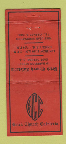 Matchbook Cover - Brick Church Cafeteria East Orange NJ WEAR 30 Strike