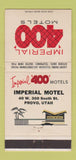 Matchbook Cover - Imperial 400 Motels Provo UT 30 Strike
