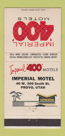 Matchbook Cover - Imperial 400 Motels Provo UT 30 Strike