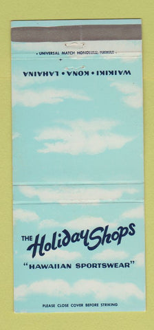 Matchbook Cover - Holiday Shops Clothes Waikiki Kona Lahaina Hawaii 30 Strike