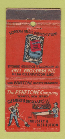 Matchbook Cover - Penetone Cleaners Degreasers Tenafly NJ WORN 30 Stick