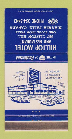 Matchbook Cover - Hilltop Motel Niagara Falls ON WEAR 30 Strike