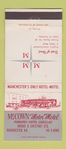 Matchbook Cover - McCown Motor Motel Manchester NH 30 Strike