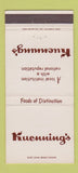 Matchbook Cover - Kuenning's Restaurant Columbus OH 30 Strike