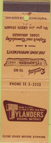 Matchbook Cover - Tylanders S and H Green Stamps West Palm Beach