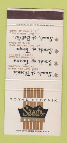 Matchbook Cover - Sands Hotel Phoenix AZ Tempe Tucson Los Angeles 30 Strike