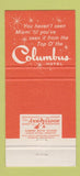 Matchbook Cover - Columbus Hotel Miami FL 30 Strike