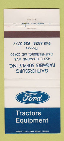 Matchbook Cover - Ford Tractors Gaithersburg MD Farmers Supply 30 Strike