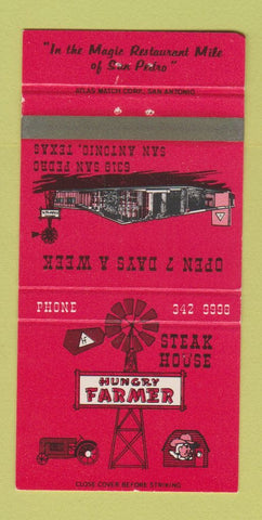 Matchbook Cover - Hungry Farmer Steak House San Antonio TX WEAR 30 Strike