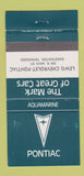 Matchbook Cover - Chevrolet Pontiac Sweewater TN Aquamarine 30 Strike