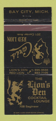 Matchbook Cover - Lion's Den Bay City MI WEAR 30 Strike