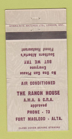 Matchbook Cover - Ranch House Fort Macleod AB 30 Strike