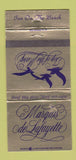 Matchbook Cover - Marquis de Lafayette 30 Strike
