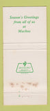 Matchbook Cover - The Hungry Fox Restaurant Christmas WEAR 30 Strike