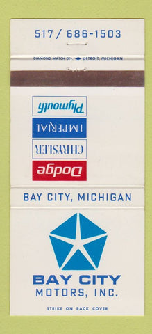 Matchbook Cover - Bay City Motors Dodge Chrysler Plymouth MI 30 Strike
