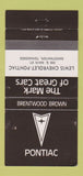 Matchbook Cover - Chevrolet Pontiac Sweewater TN Brentwood Brown WEAR 30 Strike