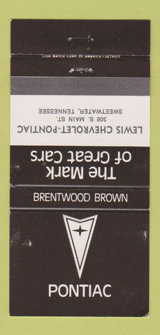Matchbook Cover - Chevrolet Pontiac Sweewater TN Brentwood Brown WEAR 30 Strike