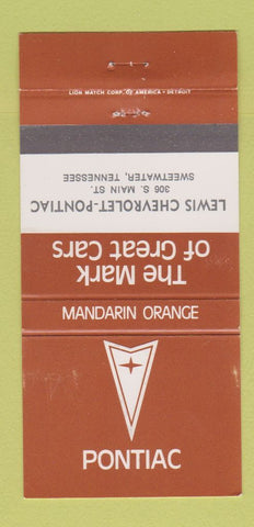 Matchbook Cover - Chevrolet Pontiac Sweewater TN Mandarin Orange  30 Strike