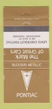 Matchbook Cover - Chevrolet Pontiac Sweewater TN Bucksin Metallic WEAR 30 Strike