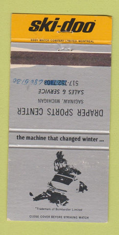 Matchbook Cover - Ski Doo Snowmobiles Saginaw MI WORN 30 Strike