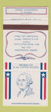 Matchbook Cover - US Presidents George Washington 30 Strike