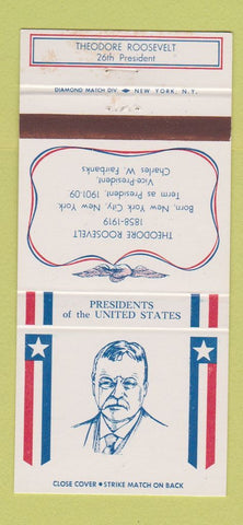 Matchbook Cover - US Presidents Theodore Roosevelt Teddy 30 Strike