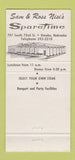 Matchbook Cover - Spartime Steaks Omaha NE San Ross Nisi 30 Strike