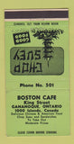 Matchbook Cover - Boston Cafe Gananoque ON WEAR 30 Strike