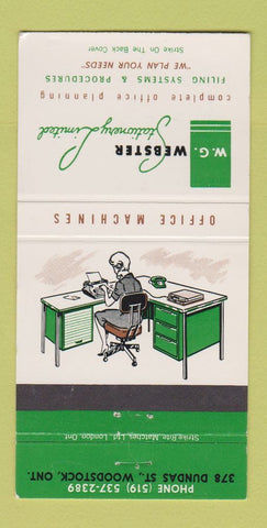 Matchbook Cover - Webster Stationery Office Systems Woodstock ON 30 Strike