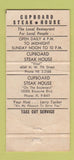 Matchbook Cover - Cupboard Steak House Miami FL WEAR 30 Strike