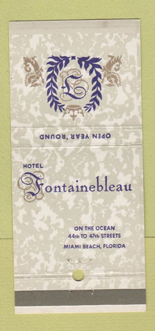 Matchbook Cover - Hotel Fontainebleau Miami Beach FL  30 Stick