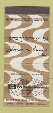 Matchbook Cover - Americana Hotel Miami Beach FL 30 Stick