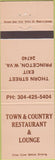 Matchbook Cover - Town Country Restaurant Princeton WV
