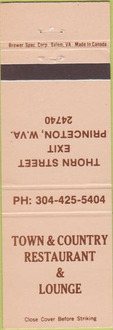 Matchbook Cover - Town Country Restaurant Princeton WV