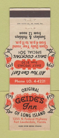 Matchbook Cover - Geide's Inn Fort Lauderdale FL Contour