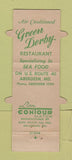 Matchbook Cover - Green Derby Restaurant Aberdeen MD Contour