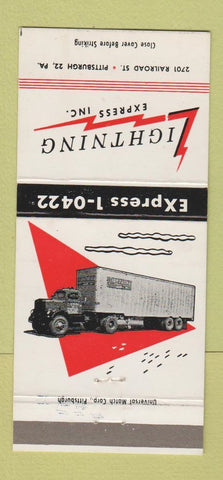 Matchbook Cover - Lighting Express Trucking Pittsburgh PA 30 Strike