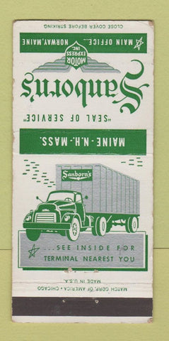 Matchbook Cover - Sanborn's Trucking Norway ME WEAR 30 Strike