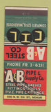 Matchbook Cover - A&B Pipe & Supply Miami FL 30 Strike