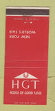 Matchbook Cover - House of Good Taste 1964 New York City World's Fair 30 Strike