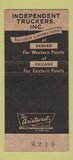 Matchbook Cover - ITI Shipping Trucking Chicago Omaha Denver 30 Strike
