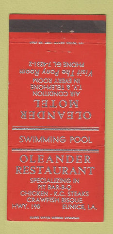 Matchbook Cover - Oleander Motel Eunice LA 30 Strike
