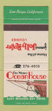 Matchbook Cover - Del Webb's Ocean House San Diego CA 30 Strike