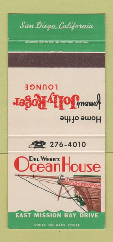 Matchbook Cover - Del Webb's Ocean House San Diego CA 30 Strike