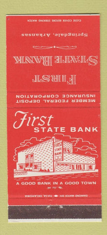 Matchbook Cover - First State Bank Springdale AR 30 Strike